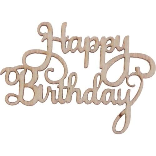 15Pcs Wooden Happy Bithday Table Confetti Scatter Vintage Rustic Party Decor Craft Scrapbook Decorations