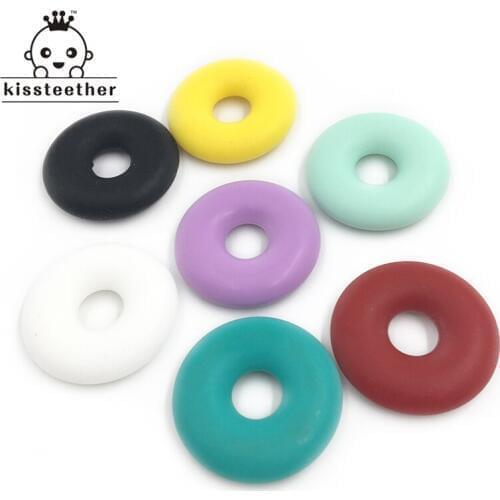 33mm(1.3")New Mom Necklace Safe Eco Silicone Ball DIY Silicone Beads Teether Chew Jewelry Dunut Shaped Sensory Baby Teether Toy
