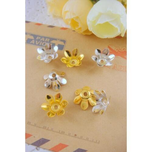 50pc/lot 12mmGold Silver Color Flower Metal Bead Caps DIY Jewelry Accessories Findings