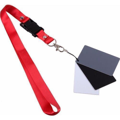 Camera Accessory 3in1 Pocket-Size Digital White Black Grey Balance Cards 18% Gray Card with Neck Strap for Photography DSLR
