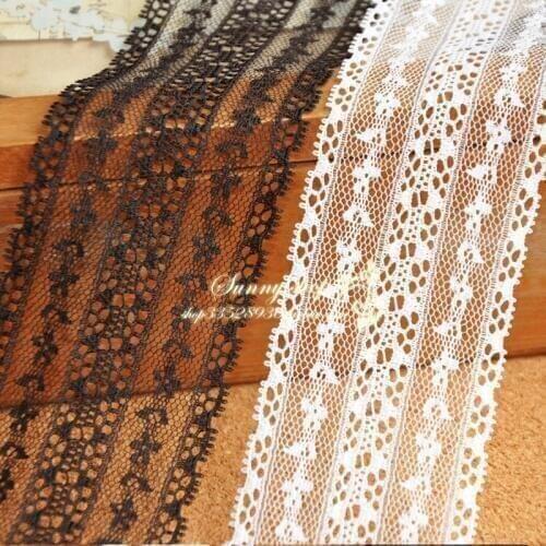 Crochet lace applique double border lace non-elastic white and black 4.5cm