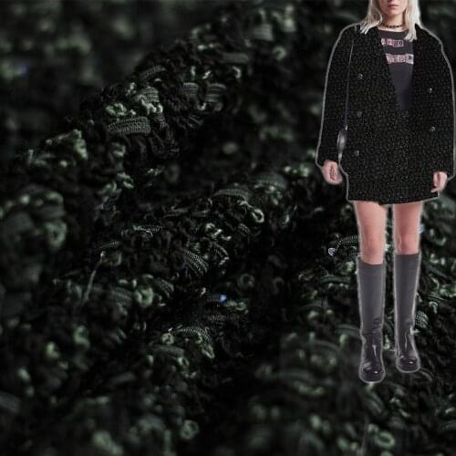 White Waxberry France Tweed Jasper Green Loop Yarns Fabric Garment Material Autumn Women Coat Skirt DIYSewing Cloth Freeshipping