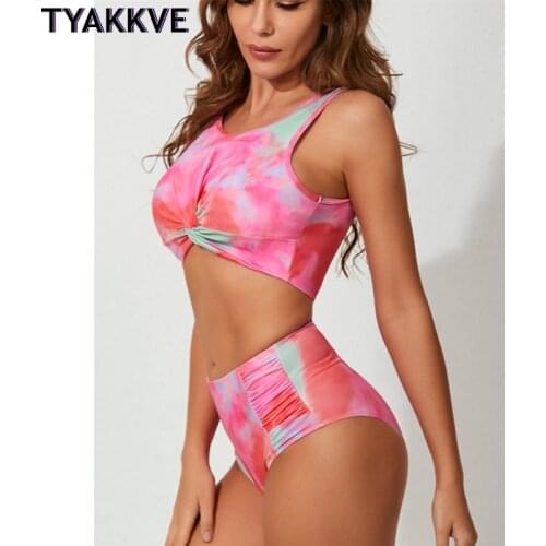 TYAKKVE Tie Dye Bikini 2021 Women Swimsuit High Waist Bikini Set Push Up Swimwear Female Brazilian Bathing Suit Beach Wear New