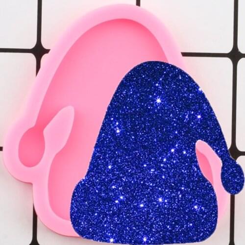 Shiny Christmas Hat Silicone Mold DIY Handmade Jewelry Molds Epoxy Resin Keychain Mould Polymer Clay Pendant Moulds