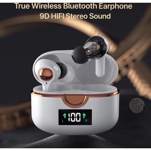 TWS Bluetooth Earphones 9D Stereo LED Display Waterproof Wireless Headphones Earbuds With Microphone For All System