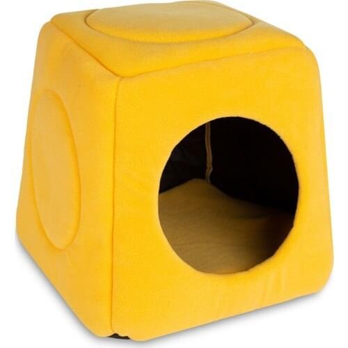 Most Yellow Three Function Foal Feather Washable Cat Bed 40 X40 cm Cat House