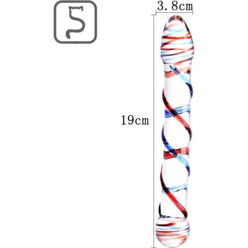 Big Dotted Double Ended Pyrex Glass Dildo Crystal Penis Anal Plug Sex Toys Adult Products Women Masturbation Glass Dildo