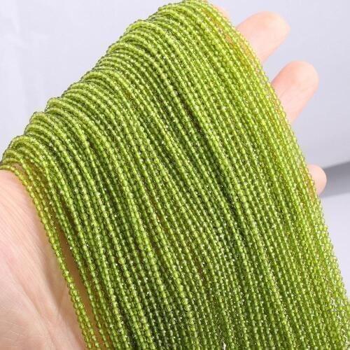 Natural Stone Beads Small section Bead Peridot 2 3 mm Loose beads for Jewelry Making DIY Bracelet Necklace length 38cm