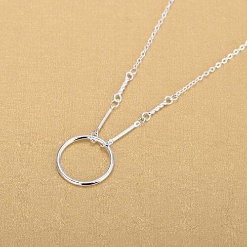 Hollow Single Big Circle Round 925 Sterling Silver Pendant Necklaces For Women Gifts Jewelry