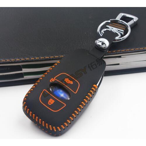 Car Key Case Cover For Subaru XV BRZ Forester Legacy Outback Genuine Leather remote key chain holder bag