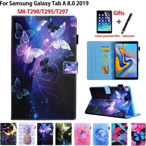 Case For samsung galaxy tab A 8.0 2019 SM-T290 SM-T295 T295 T297 Cover Funda Tablet Fashion butterfly Stand Skin Shell +Gift