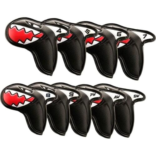 Golf Putter Headcover Golf Club Iron Headcover Head Cover PU Tool 9X Shark Golf Iron Head Covers
