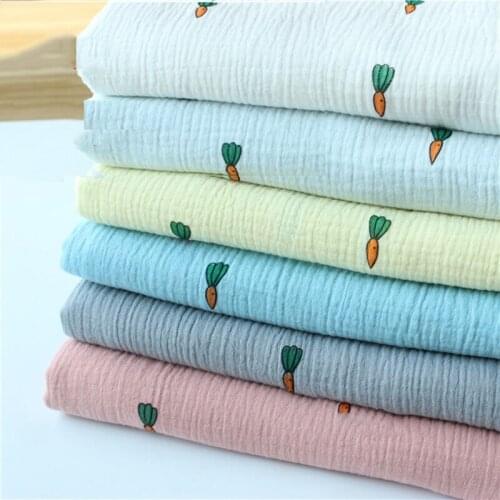 Carrot print Double Gauze 100% Cotton Fabric For Baby Clothes / Sleepwear / Shirts / Skirt 100*135cm