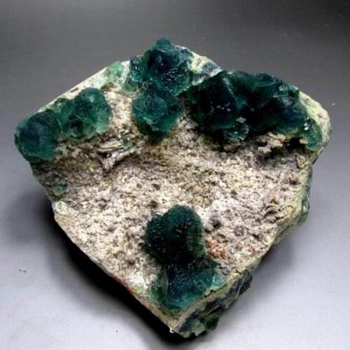 2010g Blue-Green Fluorite Cluster+Quartz on Matrix - crystals and stones healing Mineral specimen Home Decor feng shui