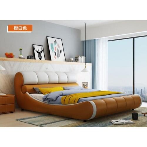 Real Genuine cow leather bed Soft Beds Bedroom camas lit muebles de dormitorio yatak mobilya quarto unique designer