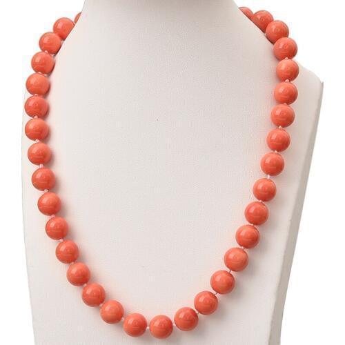 Round Orange Coral Beads 10mm Making Design Handmade DIY Synthetic Coral Necklace 18inch Birthday Gifts Making jewelry H843