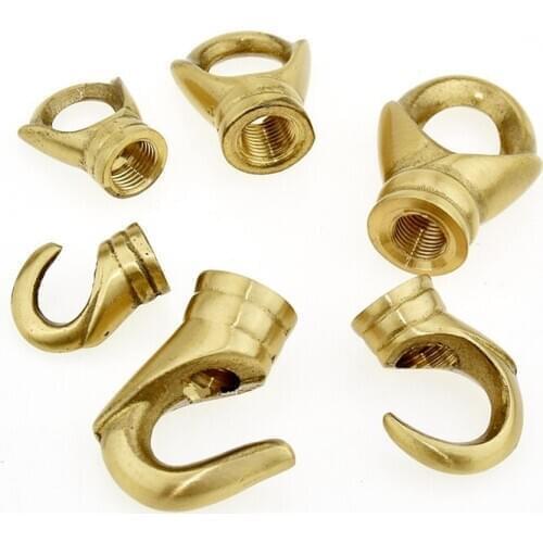 2pcs/lot brass opening/closed hook hanging hook with M10 inner thread Connectors for chandelier DIY lighting accessories