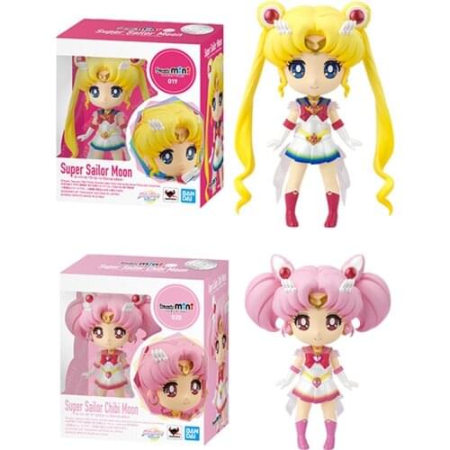 9Cm Bandai Mini Sailor Moon Tsukino Usagi Chibiusa Tenoh Haruka Meiou Setsuna Chibi Toys Pvc Action Figure Collectible Model Toy