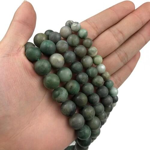 MKTREG Natural Matte African green stone Stone High quality Round Loose bead 6/8/10/12MM Jewelry bracelet making accessories DIY