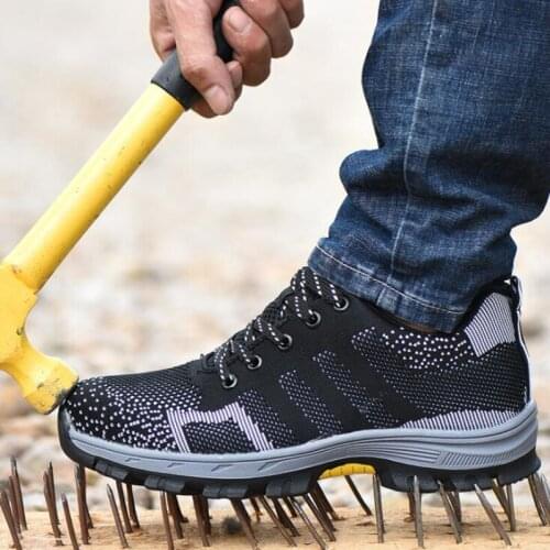 Mens Construction Steel Toe Cap Safety Shoes Womens Outdoor Breathable Anti-slip Work Boots Mesh Trainer Hiking