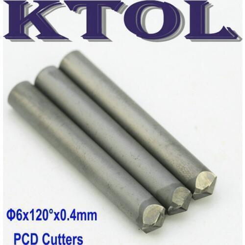KTOL V Router Cutters Sets, PCD Tools Diamond Router Bits for Granite Stone Engraving, 3pcs CNC End Mill Set 6*0.4mm 120Degree