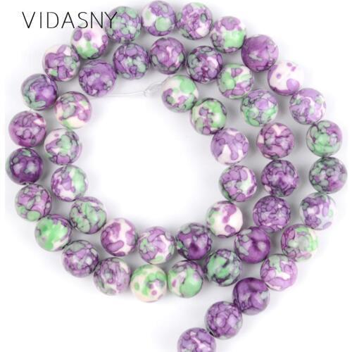 Natural Purple Rain Flower Stone Round Loose Beads For Jewelry Making 4mm-12mm Spacer Beads Diy Bracelet Necklace 15'' Wholesale