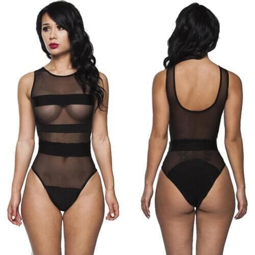 Wholesale Transparent Allure Lingerie Bathing Suits European American Female Indoor Swimsuits One Piece Sexy Mesh Swimwear VS035