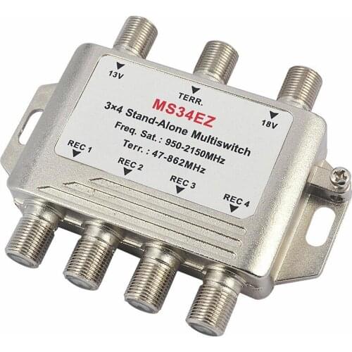 Common 3x4 Satellite MultiSwitch Splitter FTA TV LNB Switch Cascade Satellite 3 In 4 Out Multiswitch for Smatv DVB-S2 DVB-T2