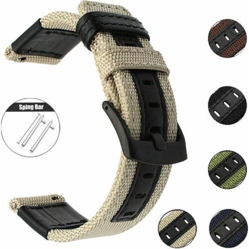 20mm 22mm Watchband for Samsung galaxy watch 46mm 42mm Nylon Leather Watch Strap For Huawei Watch GT 2 For Huawei Watch GT 2e
