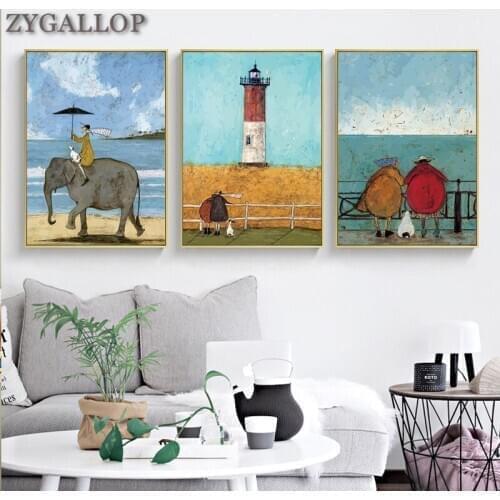Happy Family Abstract Lovers Canvas Painting Nordic Wall Art Vintage Scandinavian Posters and Prints Bedroom Decorative Pictures