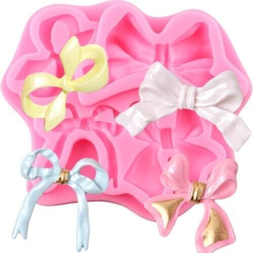 3D Bowknot Cake Border Silicone Mold Wedding Cupcake Topper Fondant Cake Decorating Tools DIY Candy Resin Clay Chocolate Molds