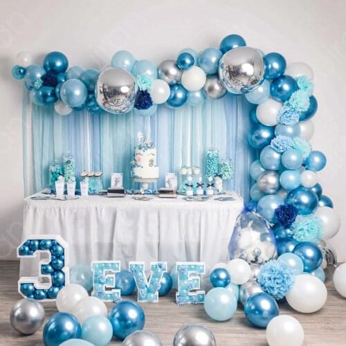 Blue Balloon Garland Arch Kit 1st Birthday Party Decoration Kids Wedding Birthday Decor Latex Baloon Oh Baby Shower Boy Globos