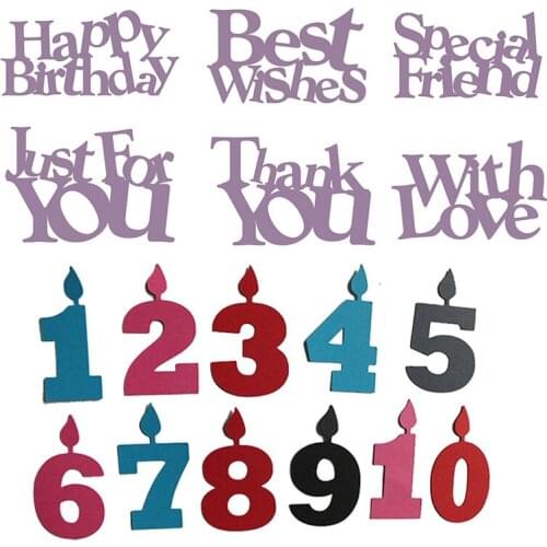 Mixed Phrases Best Wishes Just For You Candle Numbers 1 to 10 Metal Cutting Dies DIY Scrapbooking For Card Album Making New 2021