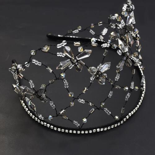 Princess Crystal Tiaras Mesh Acrylic Rhinestone Elegant Wedding Headband Bridal Prom Crown Wedding Party Accessiories Hair Jewel