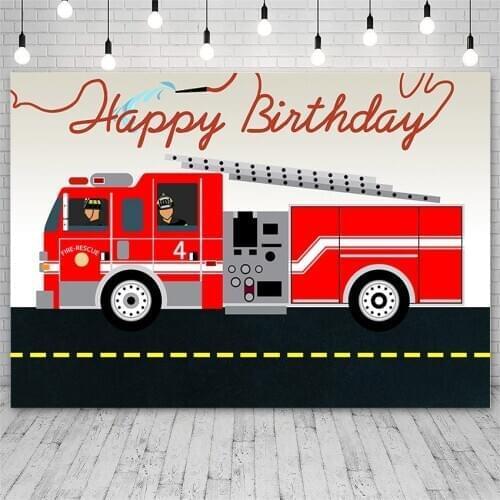 Avezano Birthday Party Background Fire truck Firefighter Hero Boy Decor Vinyl Backdrops For Photo Studio Photophone Photozone