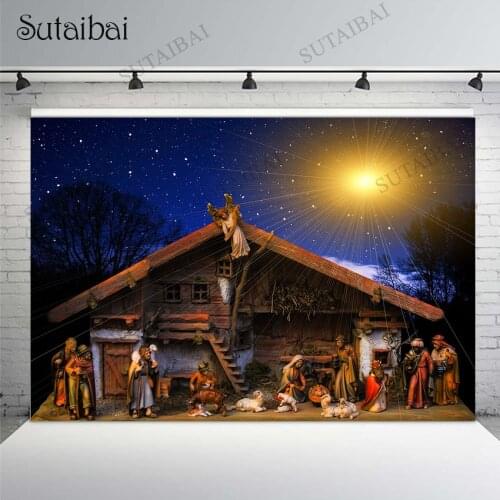 Newborn Baby Shower Backdrops Christian Jesus Birth Nativity Scene Photography Backgrounds for Photo Studio Backdrop Vinyl