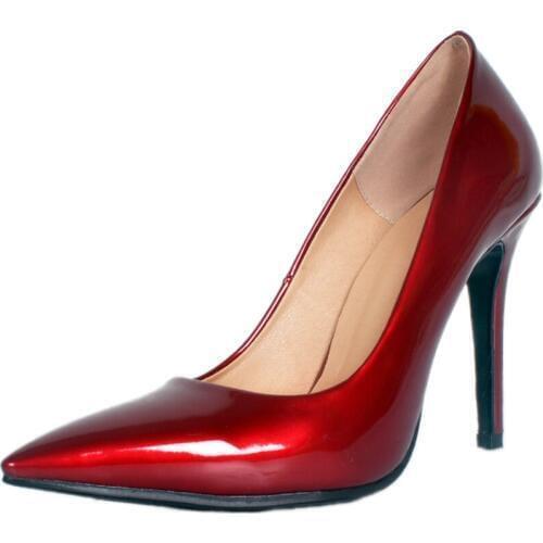 Wine Red Patent Leather Pump Pointed Toe Stiletto High Heel Dress Shoes Fashion Candy Color Office Lady Party Dress Shoes