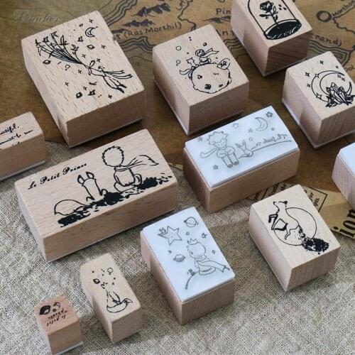 Vintage Whale Prince Planet Plants label stamp DIY wooden rubber stamps for scrapbooking stationery scrapbooking standard stamp