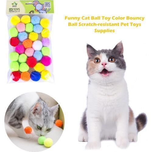 30pcs Funny Cat Ball Toy Kitten Toys Candy Color Interactive Cat Toys Play Scratch Catch Bouncy Ball Scratch-resistant Pet Toys