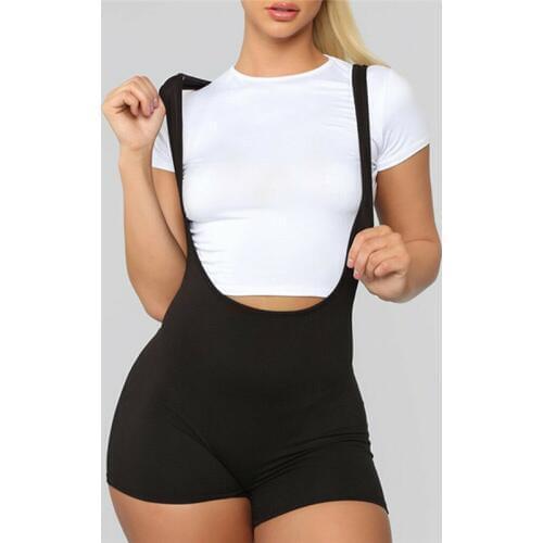 Casual Sporty Active Wear Backless Playsuit Sexy Push Up Strap Rompers Womens Jumpsuit Bib Pants Workout Fitness Biker Playsuits