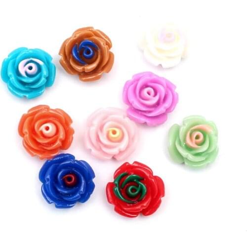 100Pcs Mixed Rose Flower Resin Crafts Christmas Decoration Flatback Cabochon Embellishment For Scrapbook DIY Accessories