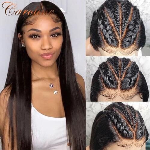 13x4/13x4x1 Straight Lace Front Wig Human Hair Pre-Plucked 180 Density Straight Frontal Wig With Baby Hair Remy Hair