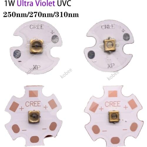 1W UVC UV-C LED 3838 250nm 270nm 310nm DC5-7V 150mA Ultra Violet Lamp with PCB Copper Light Board