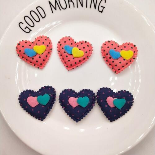 20pcs/lot 3.5cm Heart Padded Appliques for Children Headwear Hair clip Accessories and Garment Accessories