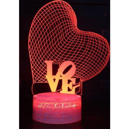 2018 New Product 7 Color Change Shinning Love 3D Led Flashing Night Light