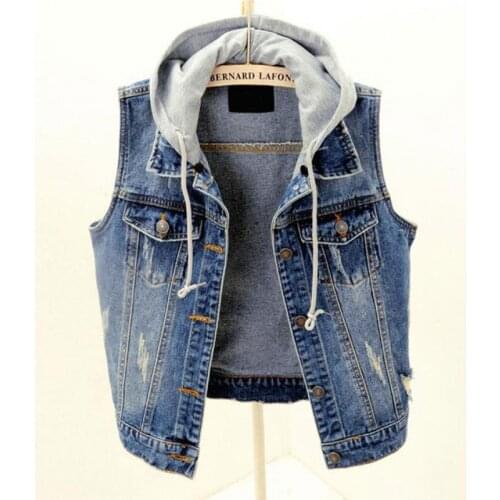 2021 New Short Coat With Holes, Sleeveless Denim Vest, Womens Waistcoat And Jacket Large Size Ladies Jackets 4XL