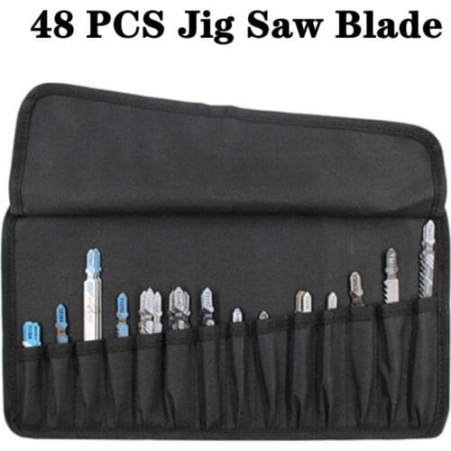 48PCS Metal General Jig Saw Blade Fine Tooth Middle Tooth Aluminum Alloy Woodworking Saw Blade Combination Set