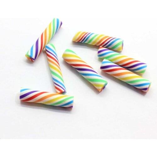 50/100pcs Wholesale 25MM Polymer Clay Peppermint Swirl Candy Canes Cute Rainbow Twists Striped Polymer Clay Candy Canes Craft
