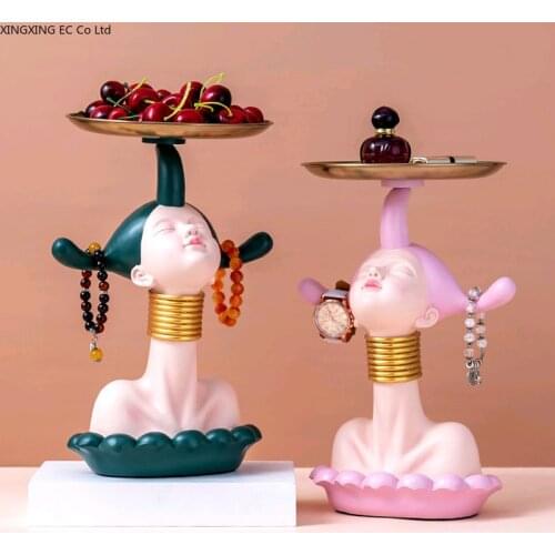 Abstract Beauty Storage Decoration Modern Household Dried Fruit Storage Box Coffee Table Fruit Potted Fruit Pink Display Tray