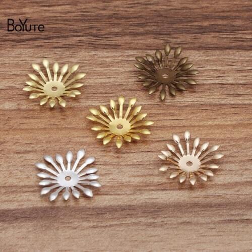 BoYuTe (100 Pieces/Lot) Diy Hand Made Materials Wholesale Metal Brass Stamping 25MM Flower Bead Caps Jewelry Accessories